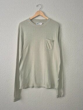 Wellen Mens Medium Gray Organic Cotton Pocket Long Sleeve T Shirt Huckberry EUC